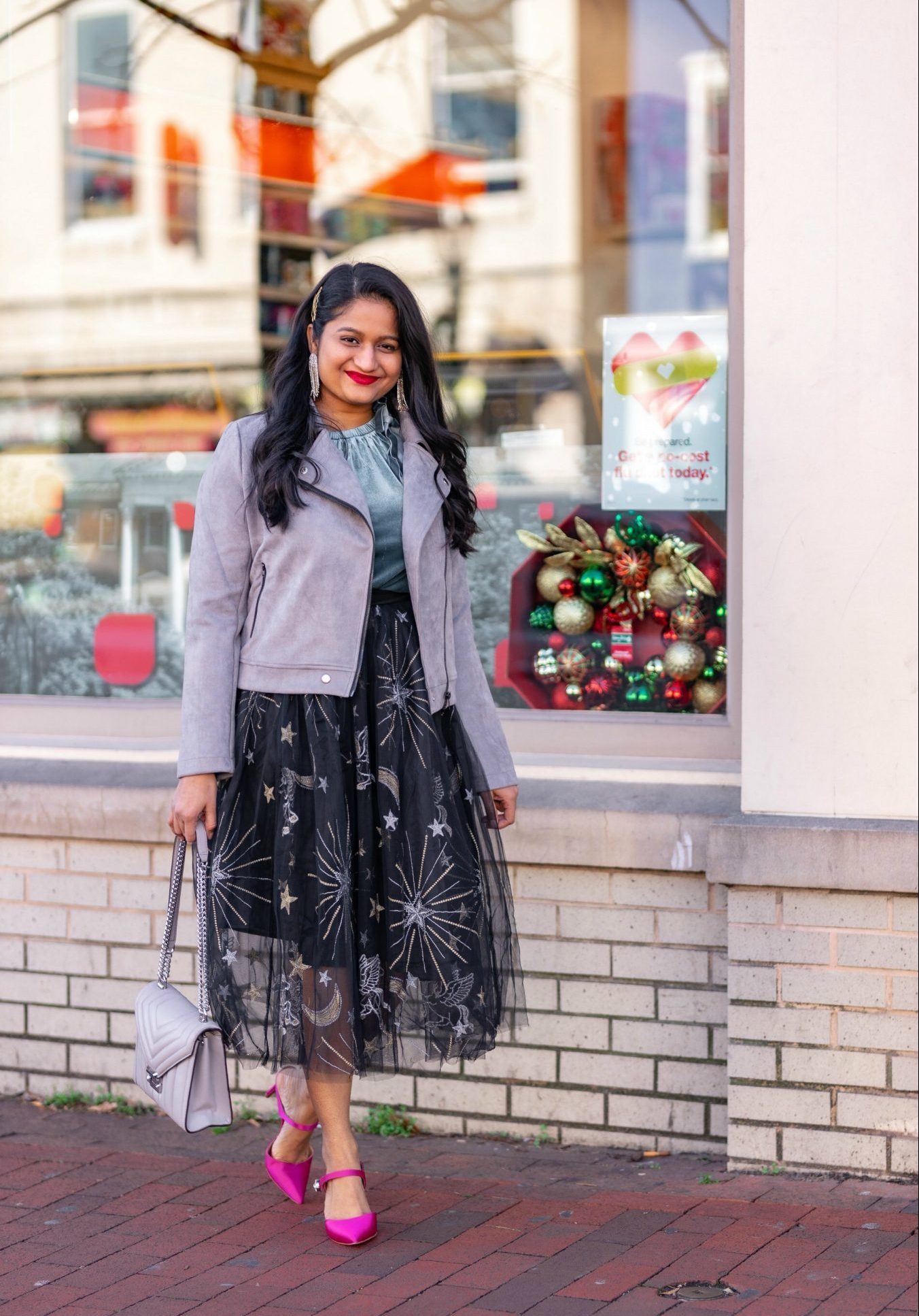 Green Velvet Blazer and Tulle Skirt