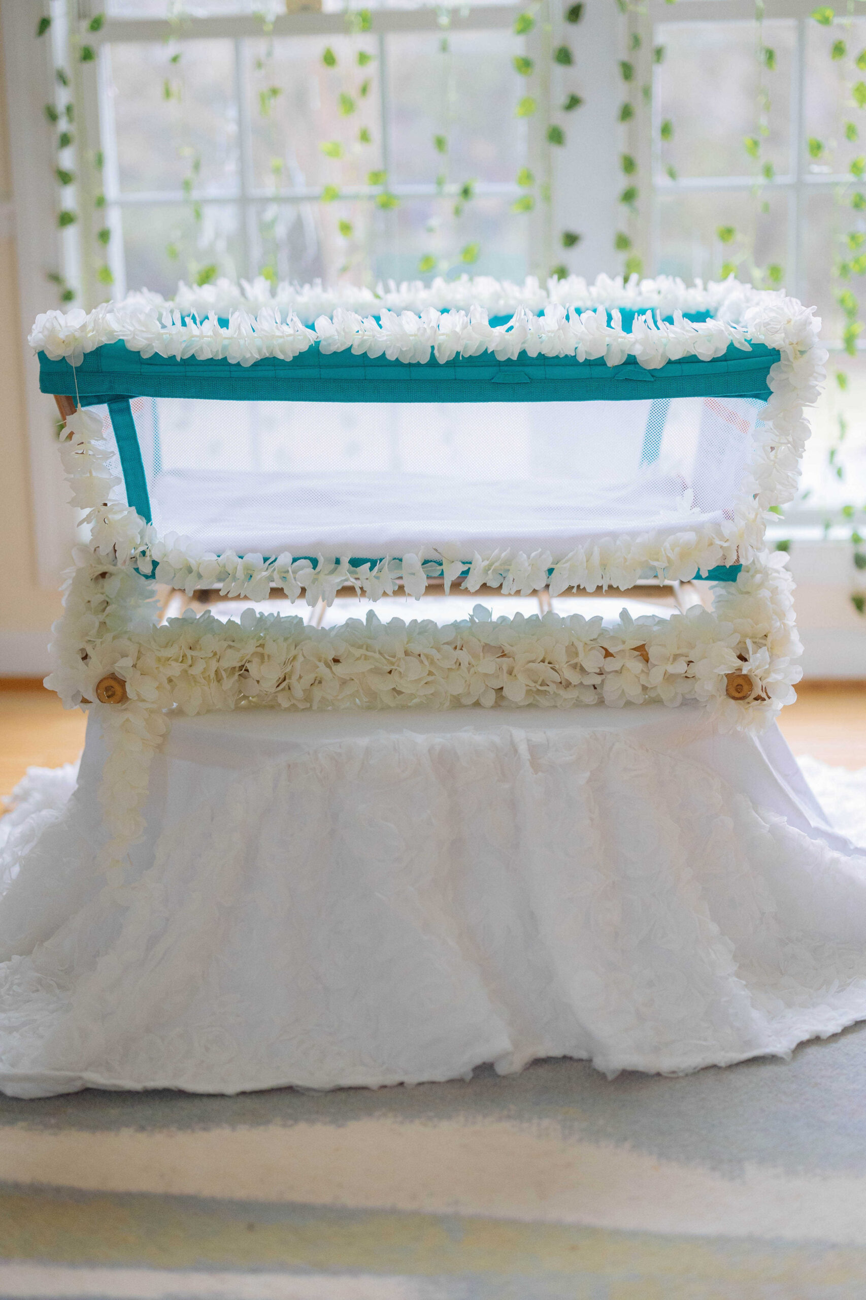 Simple Cradle Ceremony Decoration Ideas- Garden Theme Cradle Decor in the USA by Top US Mom Blogger Dreaming Loud