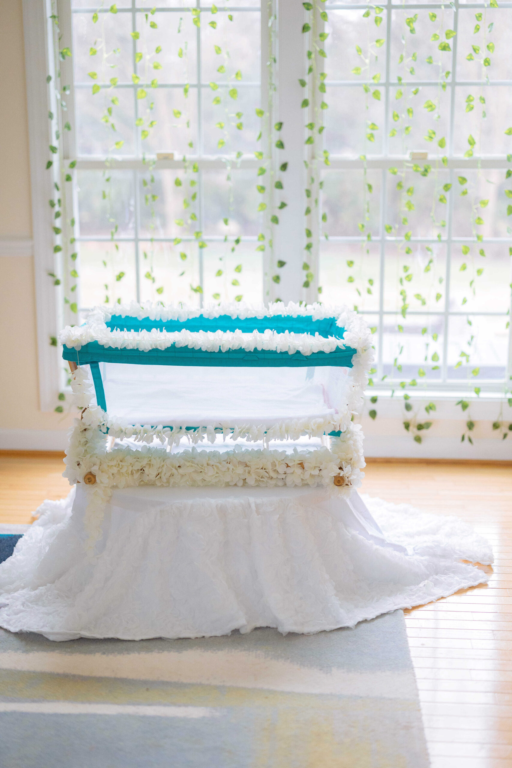 Simple Cradle Ceremony Decoration Ideas- Garden Theme Cradle Decor in the USA by Top US Mom Blogger Dreaming Loud