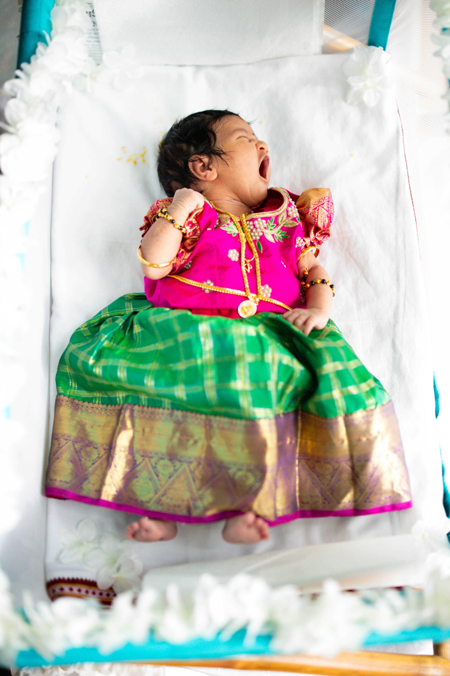 Simple Cradle Ceremony Decoration Ideas in the USA by Top US Mom Blogger Dreaming Loud- Baby Pattu Langa designs