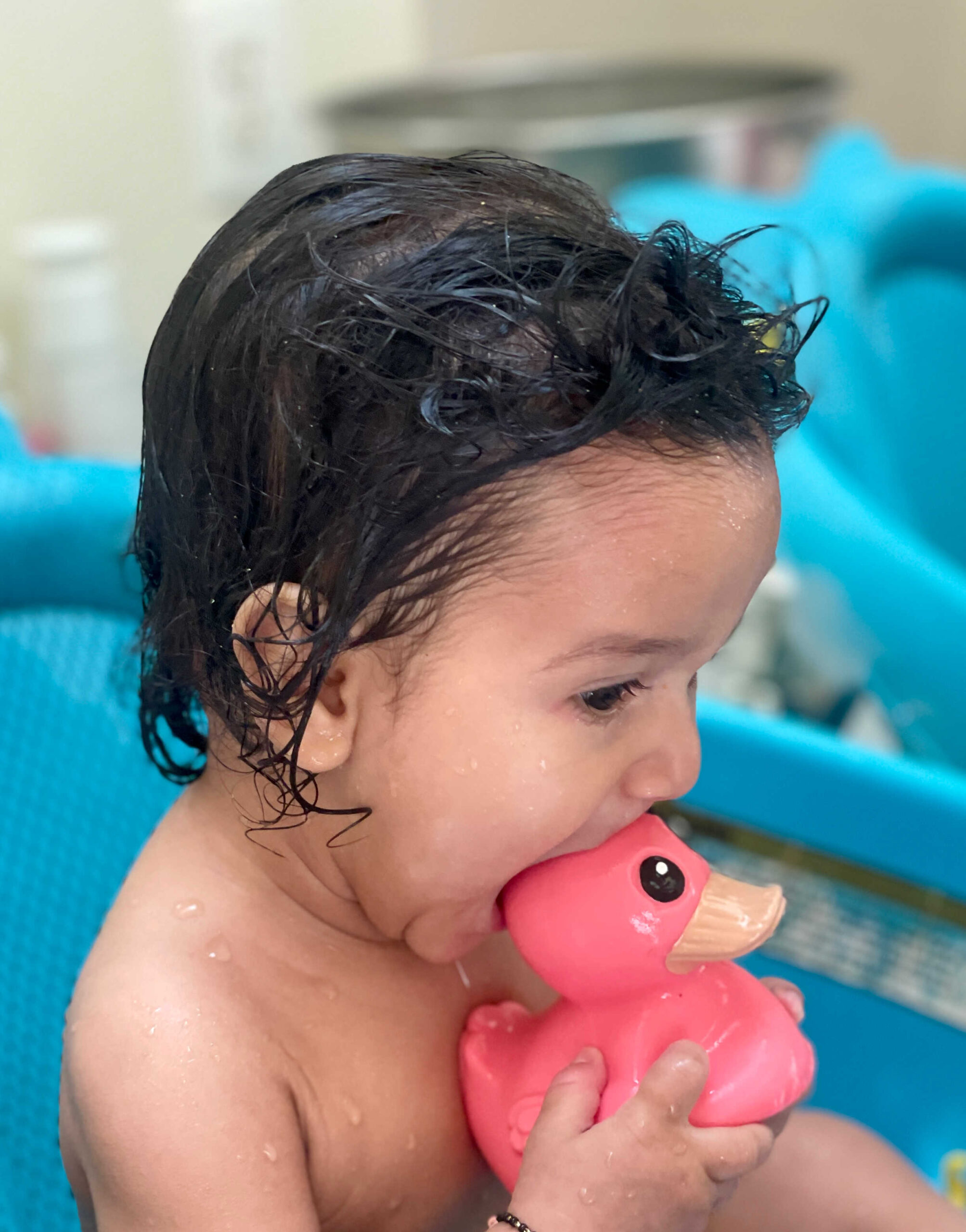 The Best Natural Baby Bath Routine for Eczema- Hevea Kawan Mini Rubber Duck by Top US mom Blog Dreaming Loud