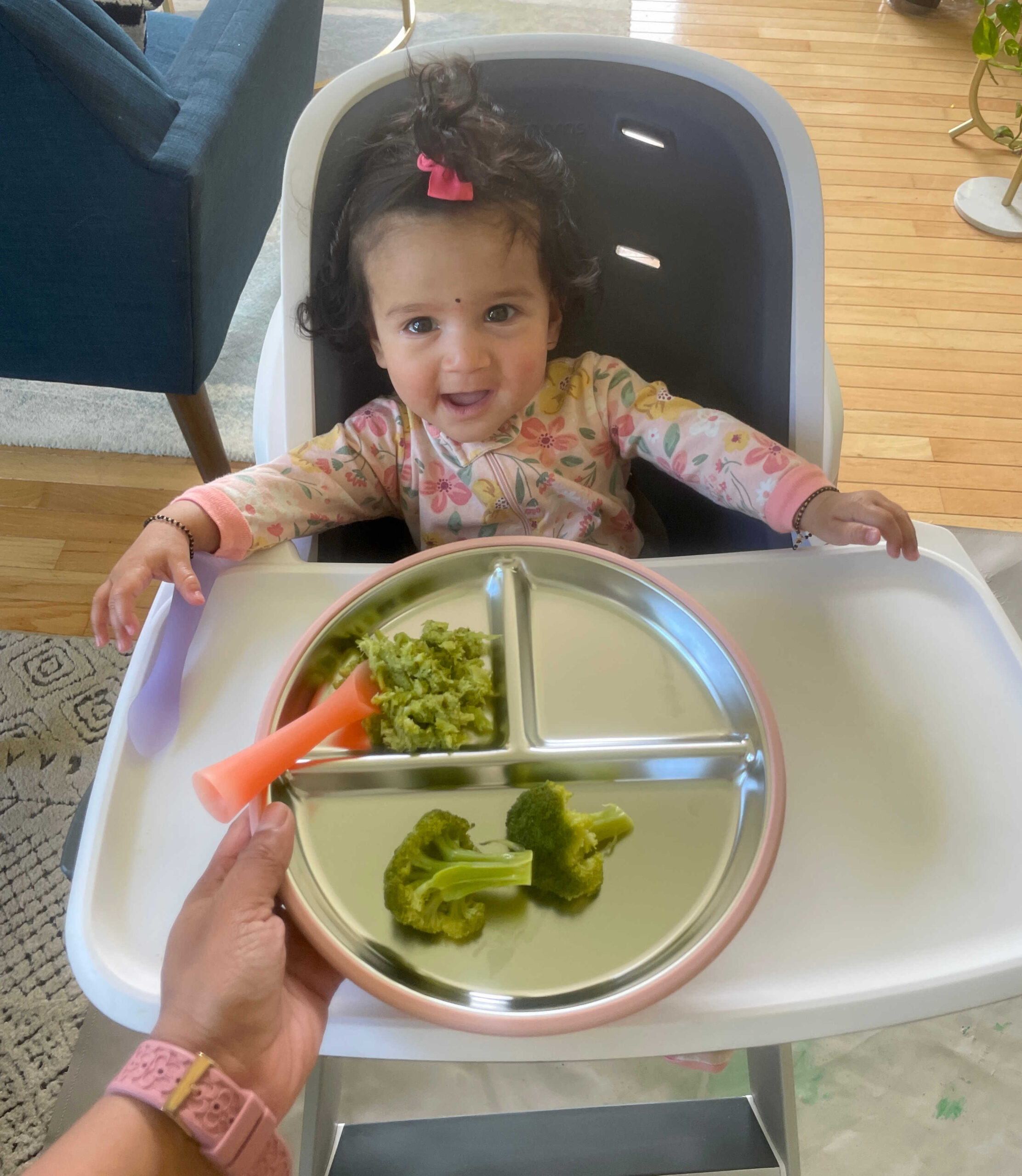 6 Month Baby-Led Weaning Meal Ideas Week 1 - Baby First Food Broccoli by Top US Mom Blogger Dreaming Loud
