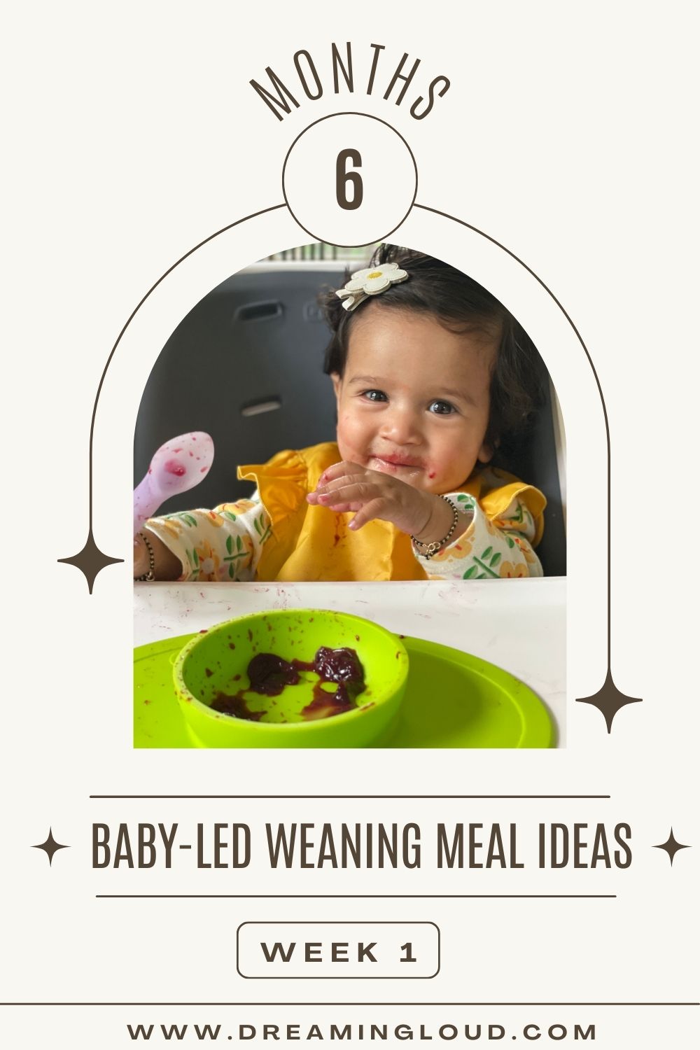 6 Month Baby-Led Weaning Meal Ideas Week 1 – Easy & Nourishing First Foods for Your Baby by Top US mom blogger Dreaming Loud