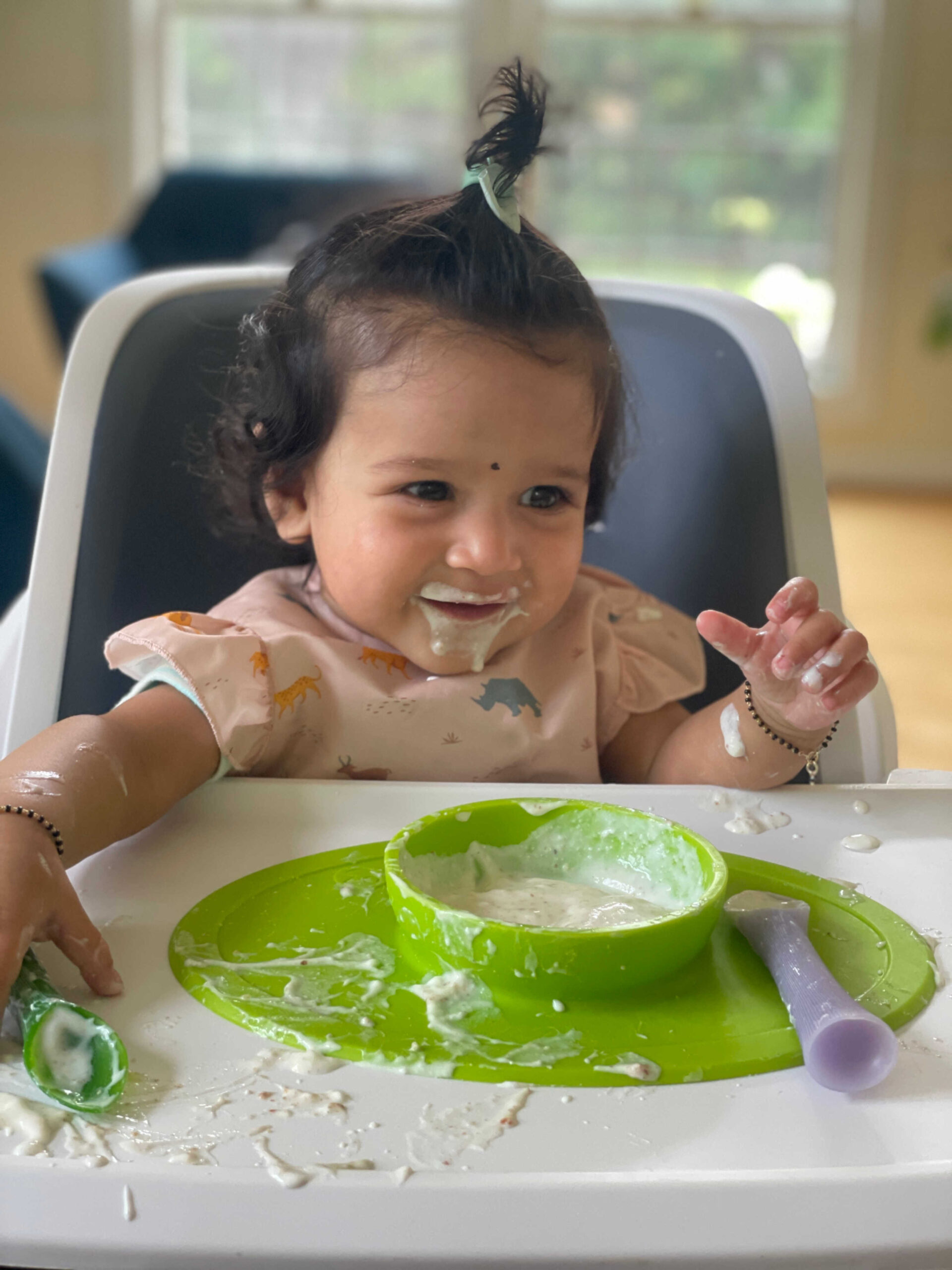 6 Month Baby-Led Weaning Meal Ideas Week 2- How to gice yogurt to babies Yogurt with Peanut Powder by Top US Mom Blogger Dreaming Loud