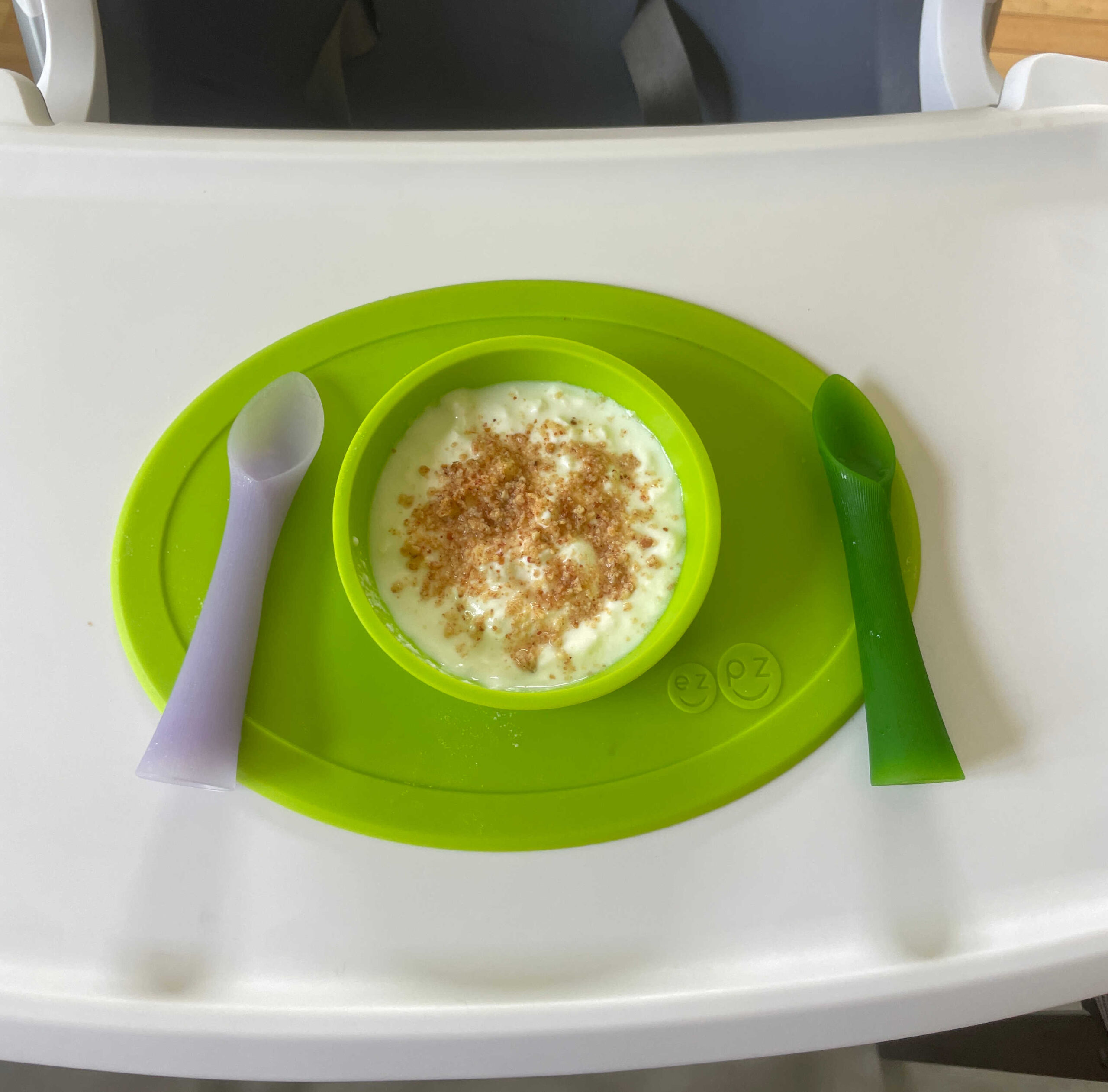 6 Month Baby-Led Weaning Meal Ideas Week 2- How to gice yogurt to babies Yogurt with Peanut Powder by Top US Mom Blogger Dreaming Loud