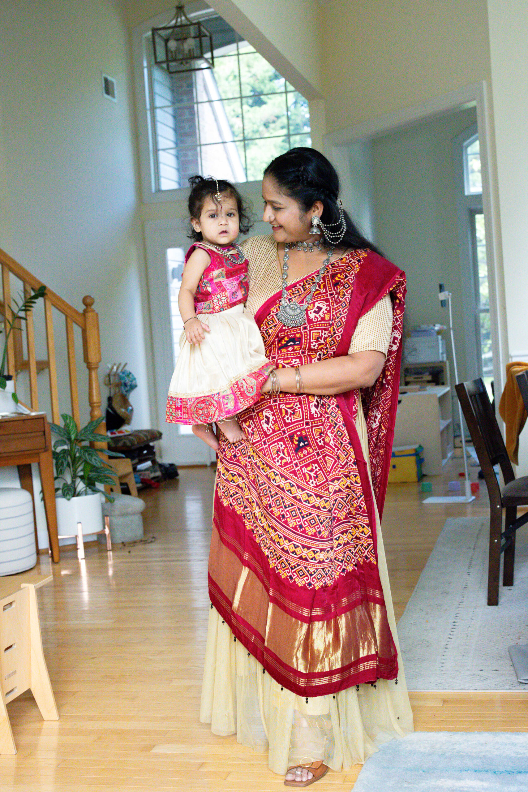 Mom daughter matching lehenga outfits