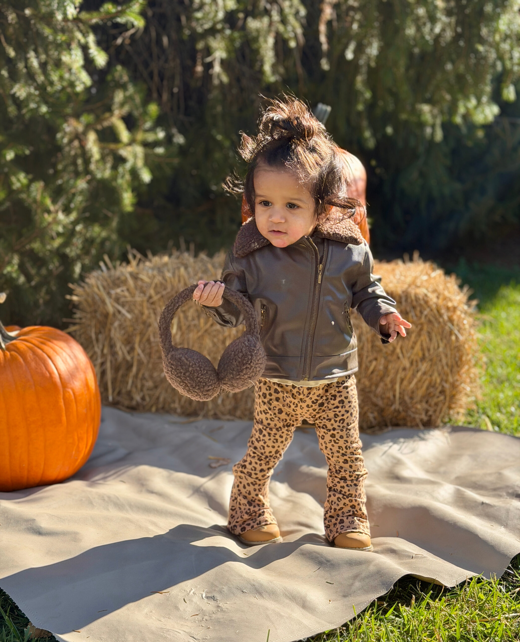 Baby Girl Monthly Milestone Pictures at Home- Month Eleven – November (Fall Baby Photoshoot Ideas) by Top US Mom Blogger Dreaming Loud