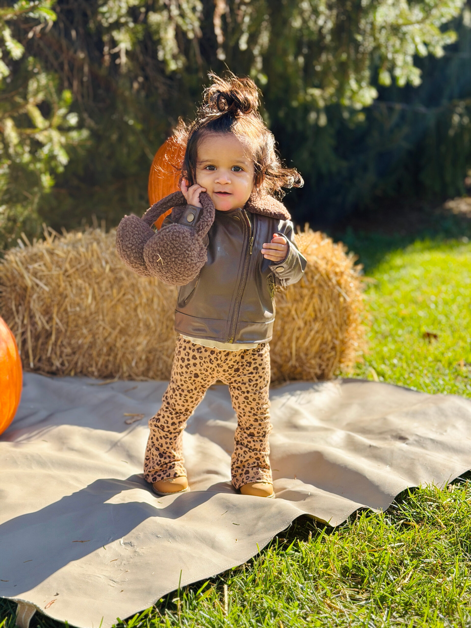 Baby Girl Monthly Milestone Pictures at Home- Month Eleven – November (Fall Baby Photoshoot Ideas) by Top US Mom Blogger Dreaming Loud