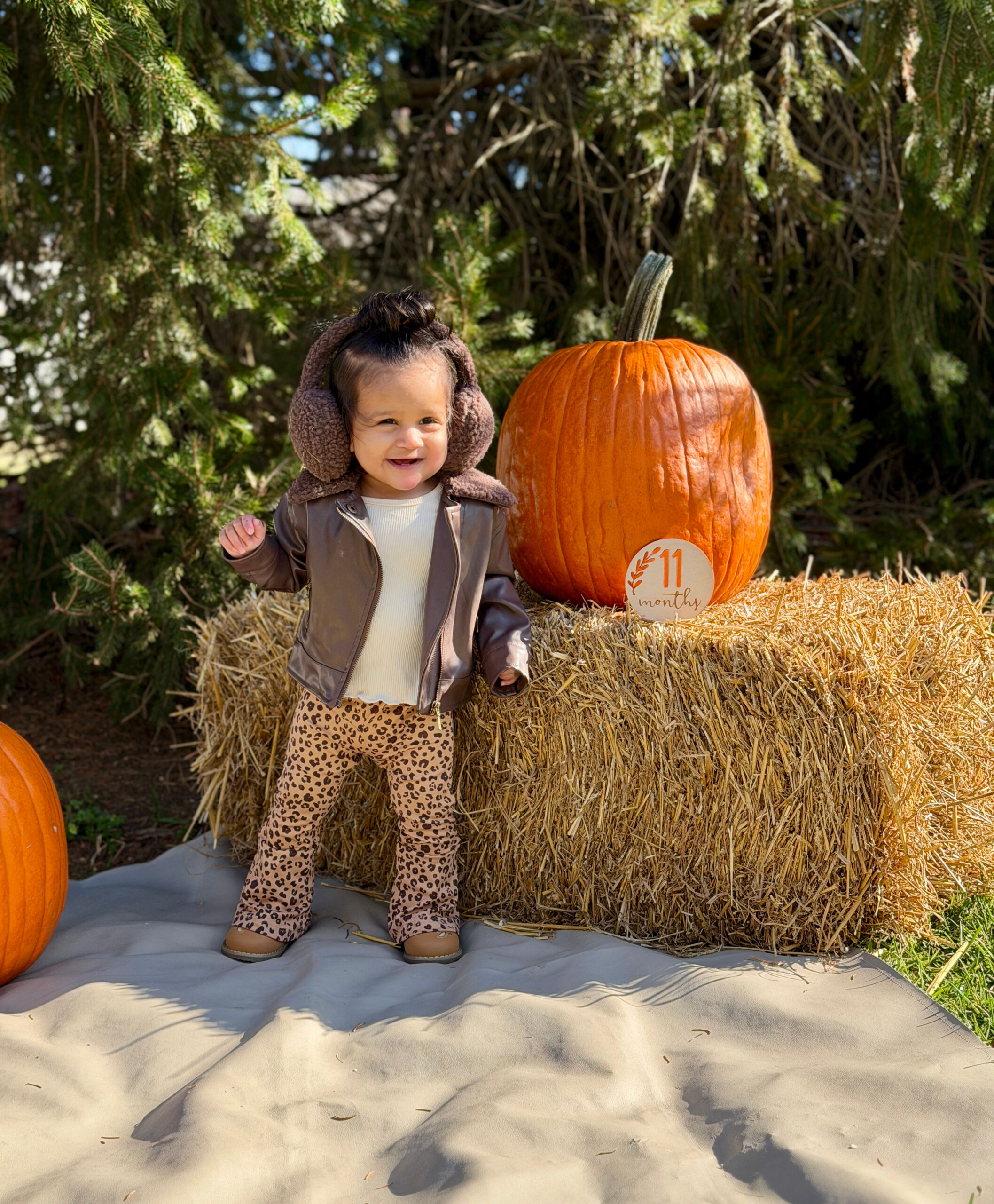 Baby Girl Monthly Milestone Pictures at Home- Month Eleven – November (Fall Baby Photoshoot Ideas) by Top US Mom Blogger Dreaming Loud