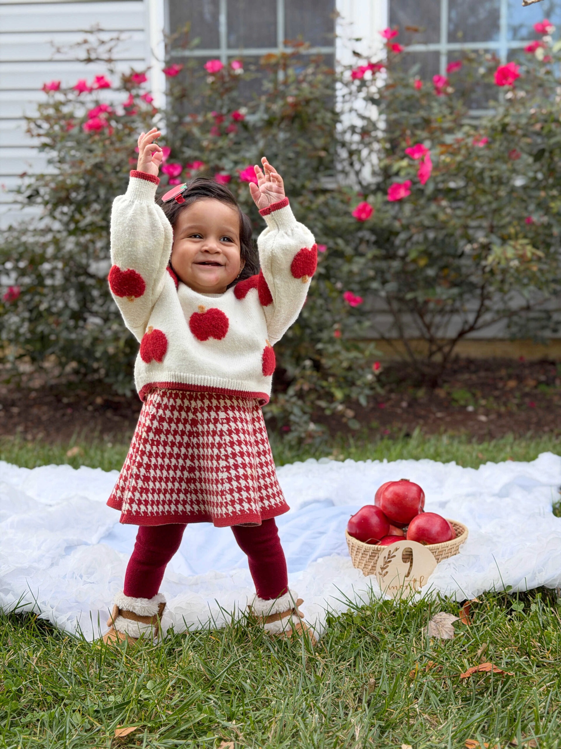 Baby Girl Monthly Milestone Pictures at Home- Month Nine – September (Apple Theme) by Top Us Mom Blogger Dreaming Loud