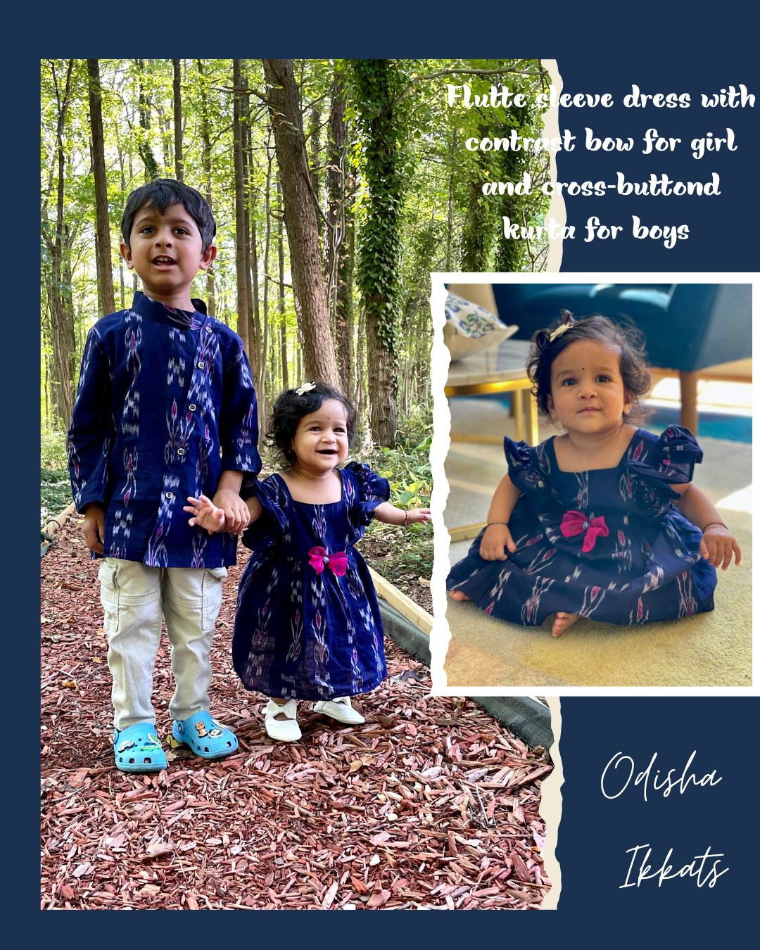 Beautiful Matching Indian Sibling Outfit Ideas for Festivals & Special Occasions- Indian dress designs, Ikkat print dress by Top US Mom Blogger Dreaming Loud