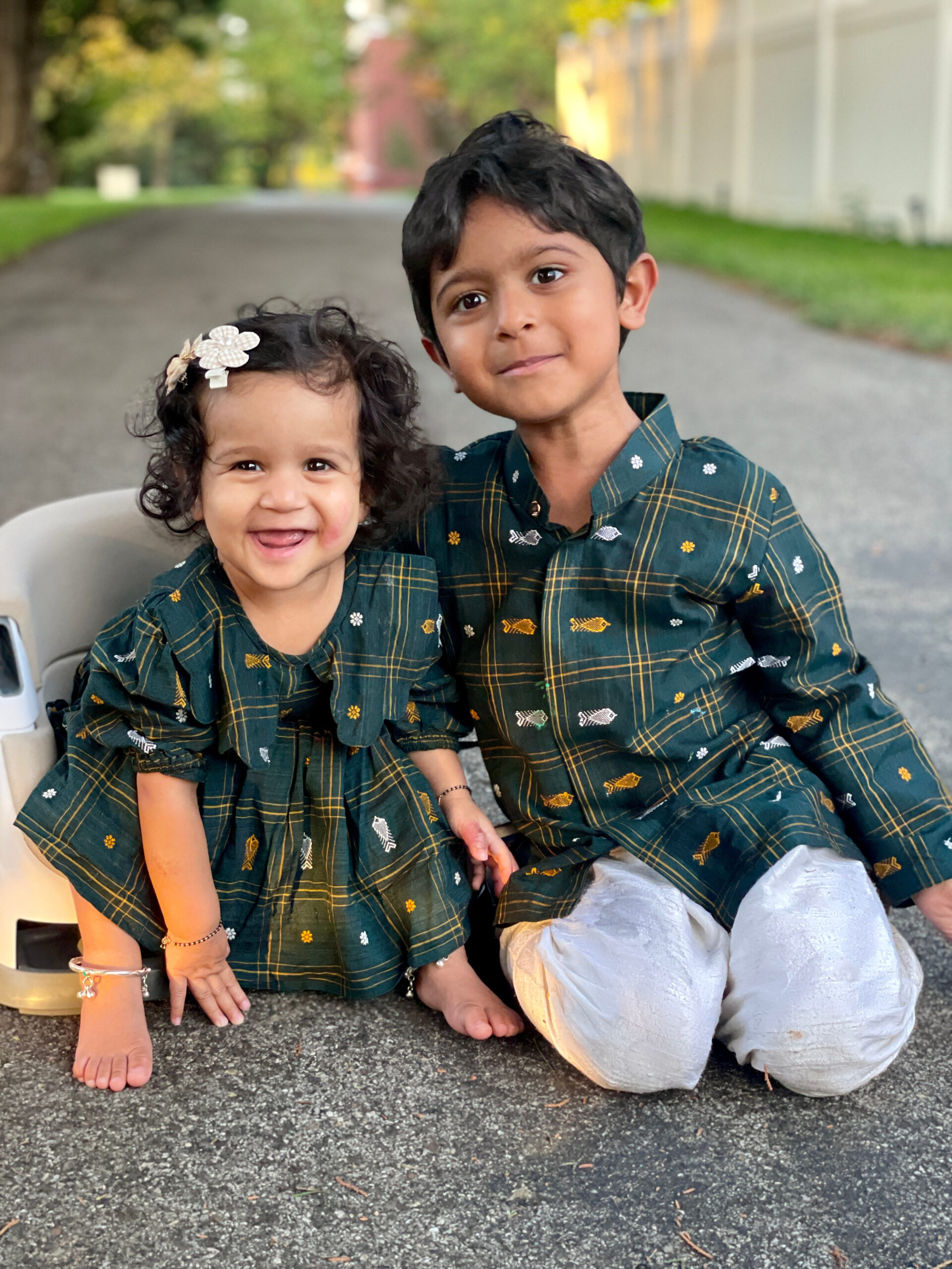 Beautiful Matching Indian Sibling Outfit Ideas for Festivals & Special Occasions- Indian dress designs, Ikkat print dress, Ikkat Kurta for kids by Top US Mom Blogger Dreaming Loud