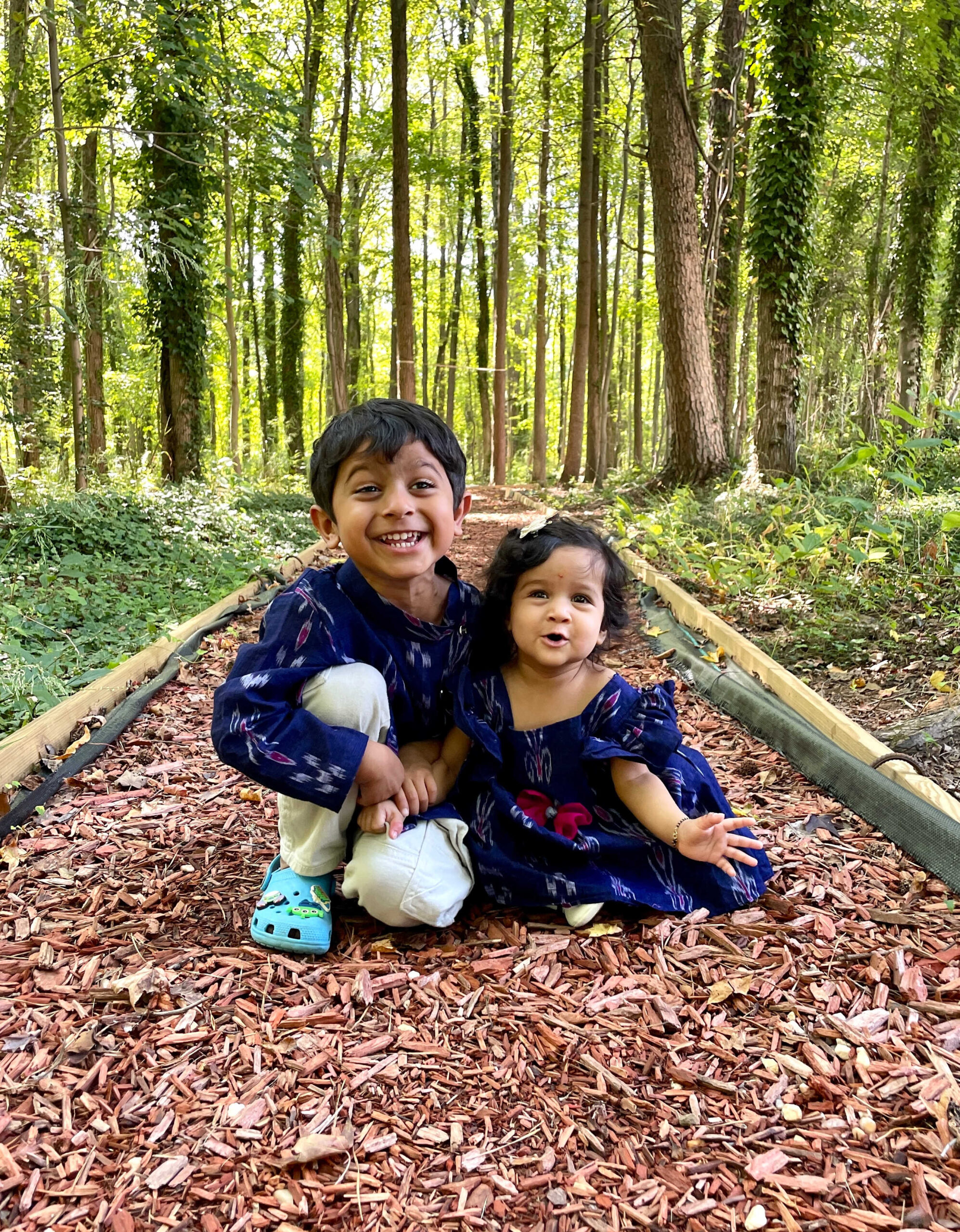 Beautiful Matching Indian Sibling Outfit Ideas for Festivals & Special Occasions- Indian dress designs, Ikkat print dress by top Indian US mom blogger Dreaming Loud