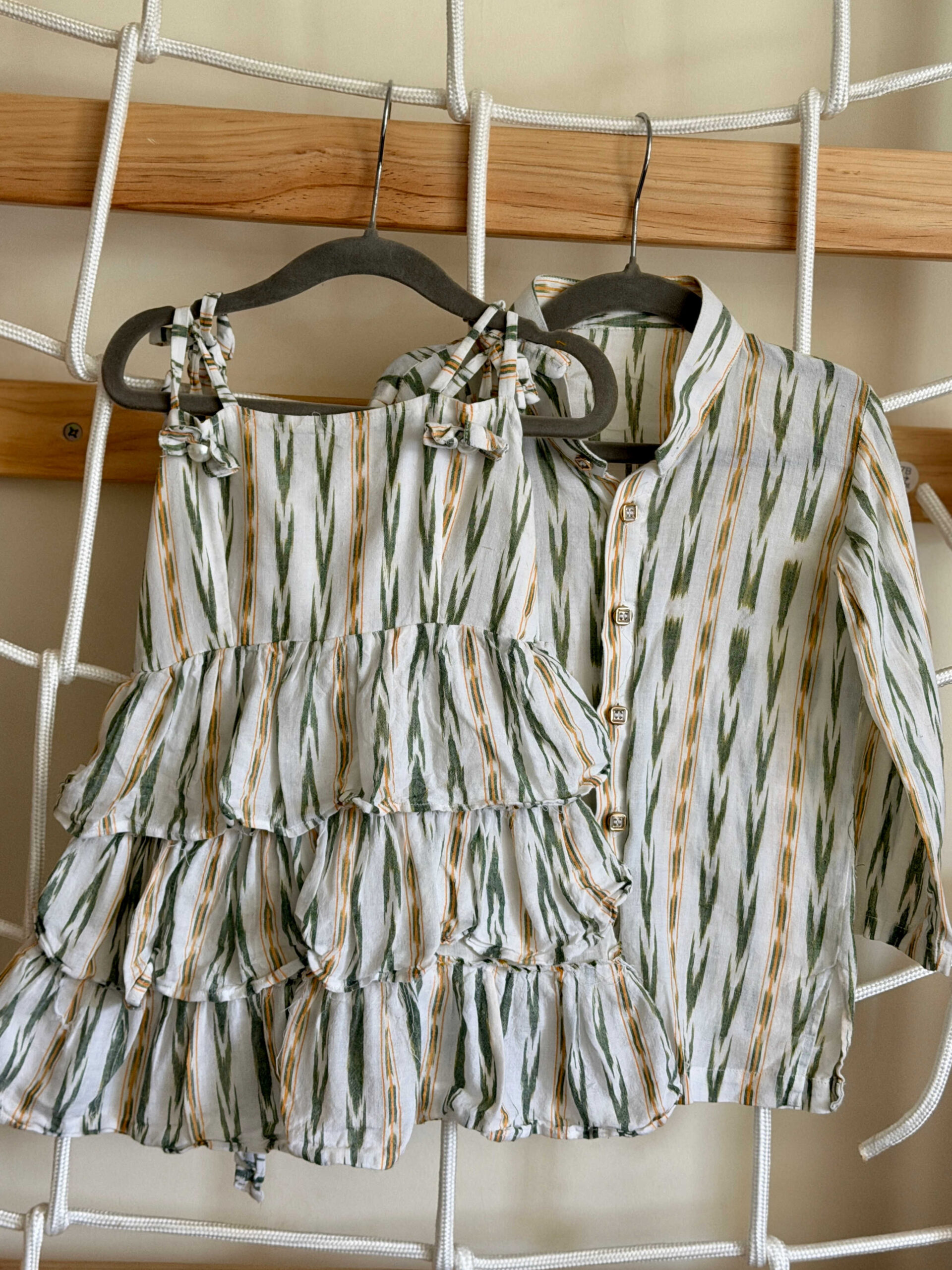 Beautiful Matching Indian Sibling Outfit Ideas for Festivals & Special Occasions- Indian ikkat drerss for girls, Ikkar print kurta for kids by Top US Mom Blogger Dreaming Loud