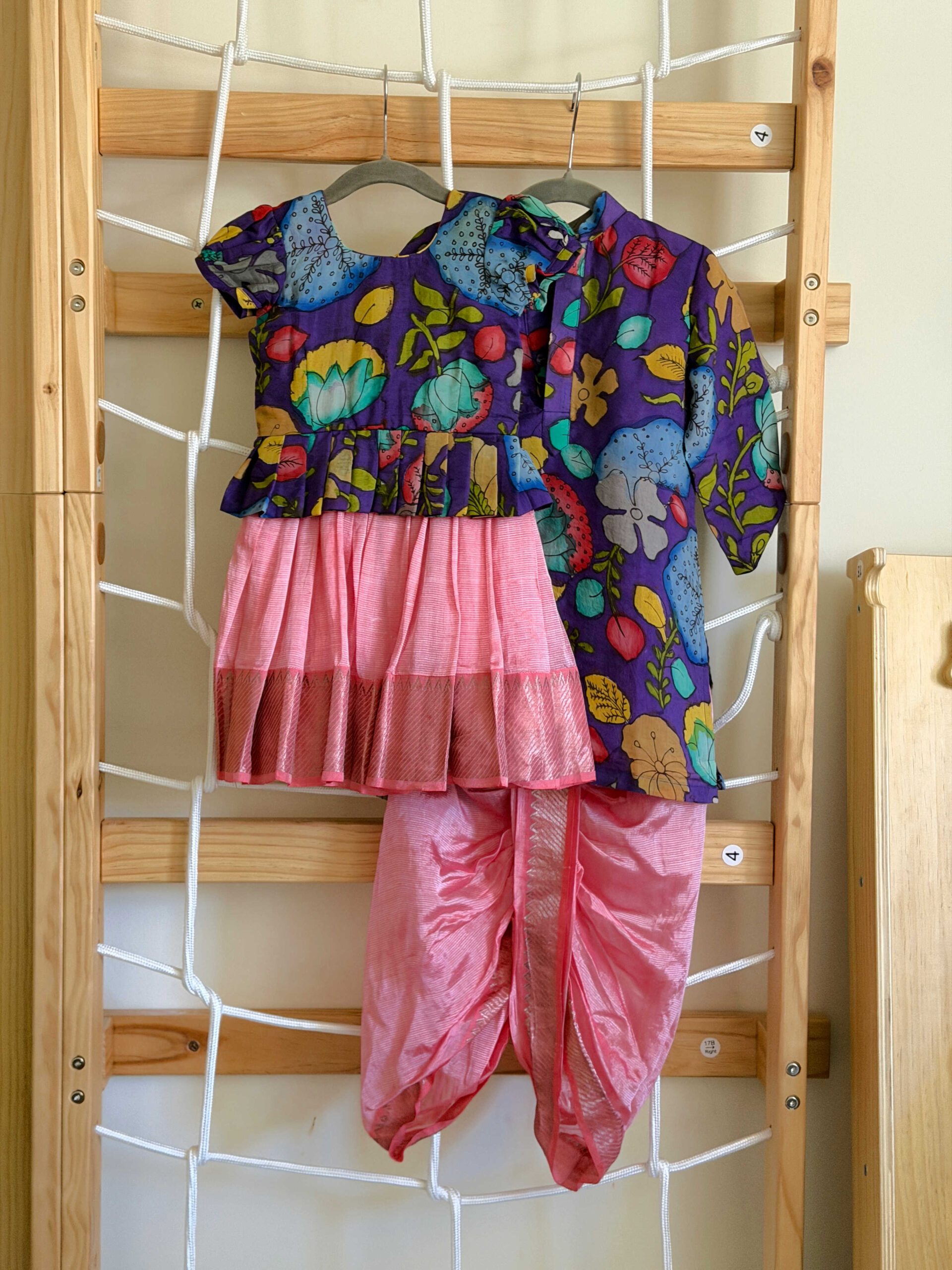 Beautiful Matching Indian Sibling Outfit Ideas for Festivals & Special Occasions- Mangalagiri Langa for kids, Mangalagiri Dhoti and Kalamkari Kurta for Boys, Kids Rakhi matching outfits by Top US Mom Blogger Dreaming Loud