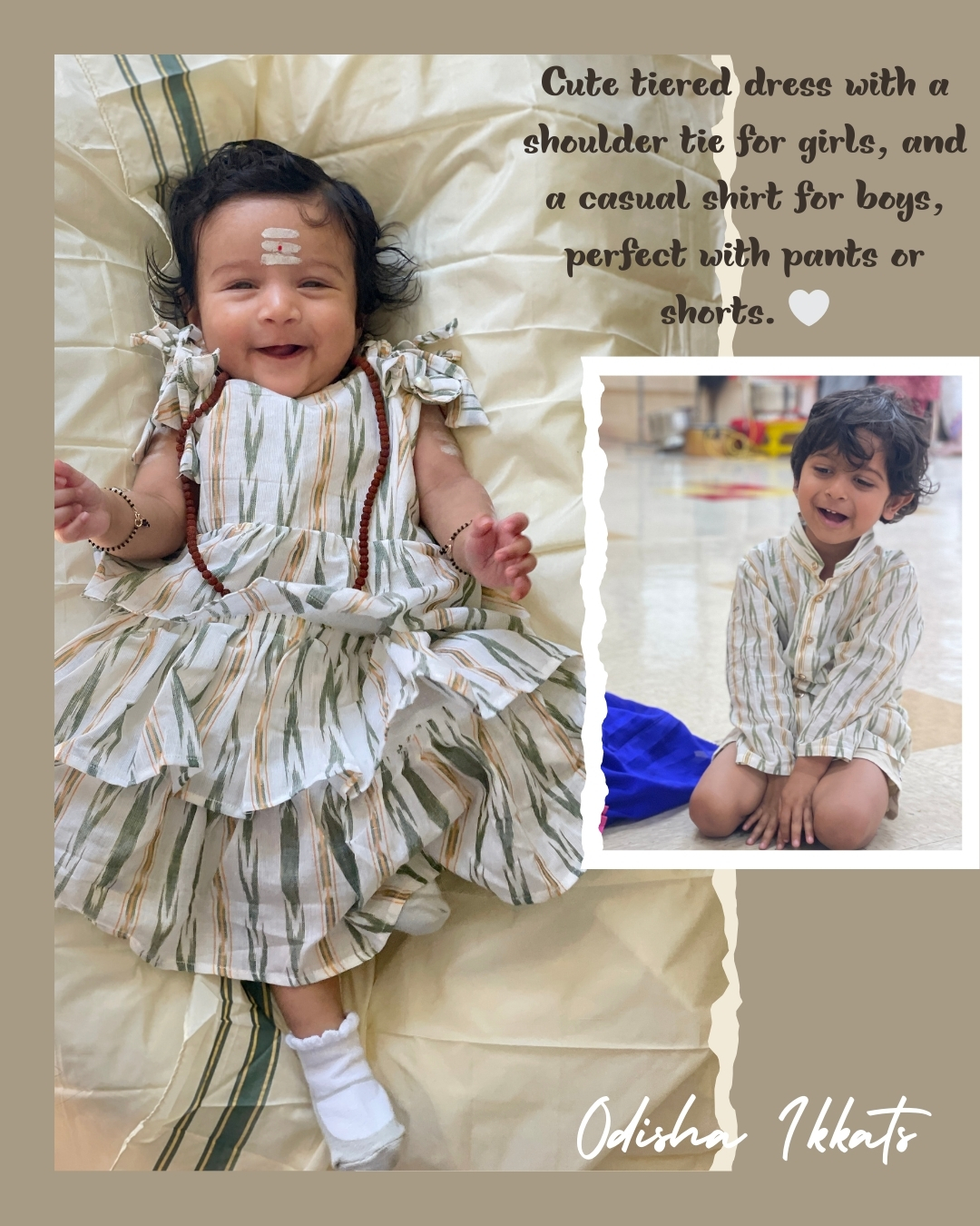 Beautiful Matching Indian Sibling Outfit Ideas for Festivals & Special Occasions- Sambalpuri ikkat kids dresses, Indian kurta designs, Indian girl dress designs by Top US Mom Blog Dreaming Loud