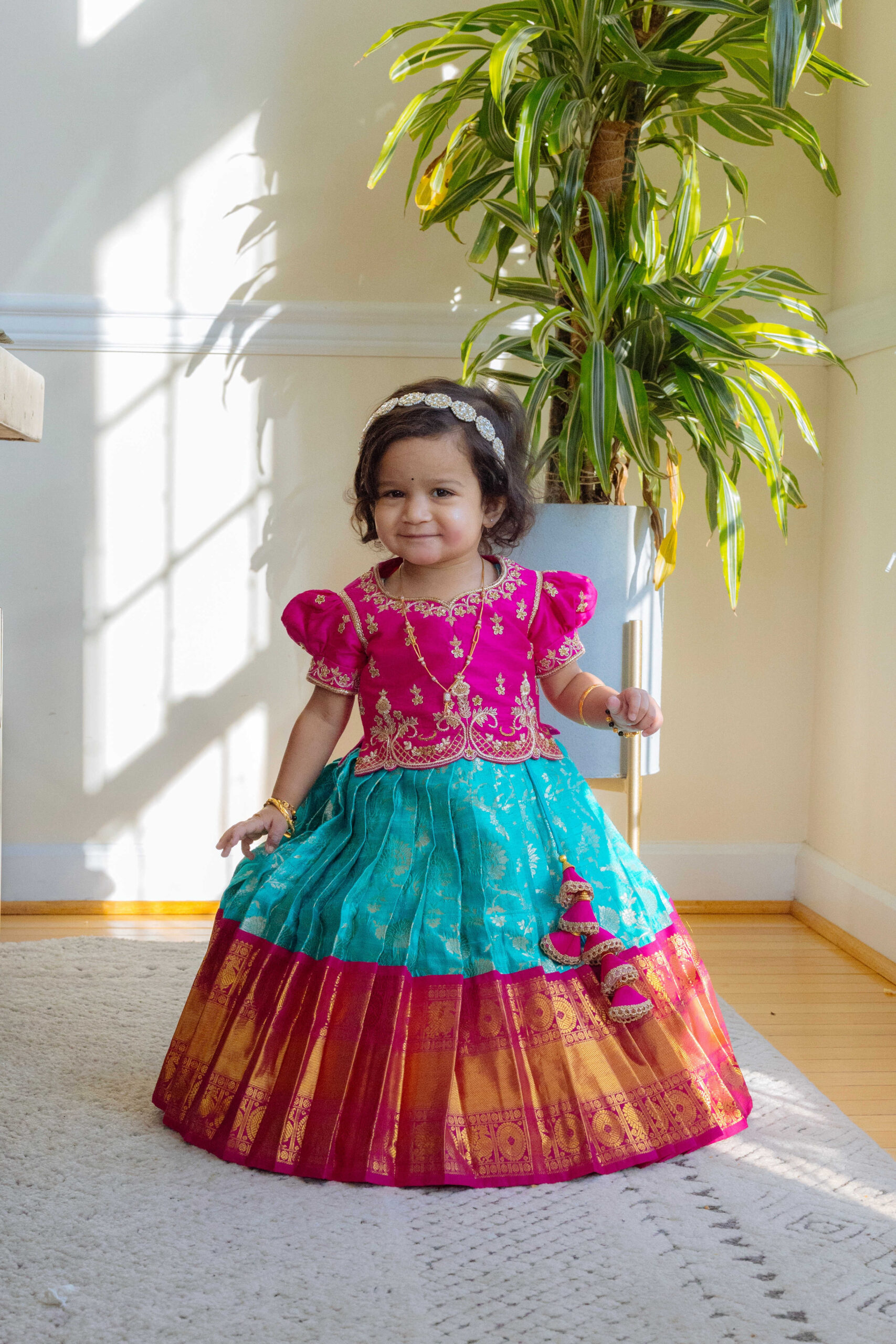 The Cutest First Birthday Dresses - Baby Girl Pattu Langa Designs by Top US Mom Blogger Dreaming Loud