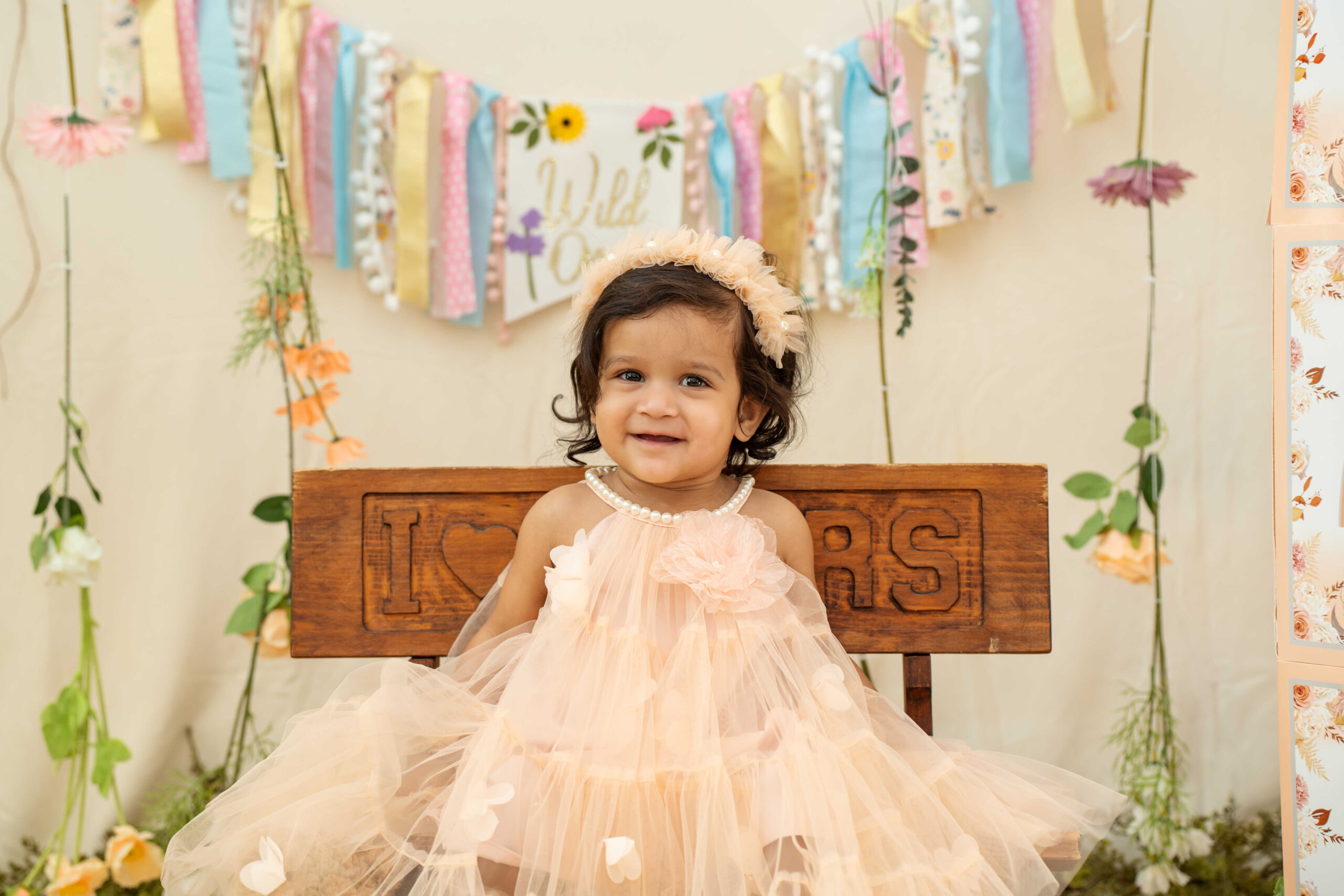 Wildflower First Birthday-Simple DIY Decor Ideas For Cakesmash -First birthday baby girl dress by Top US Mom Blogger Dreaming Loud