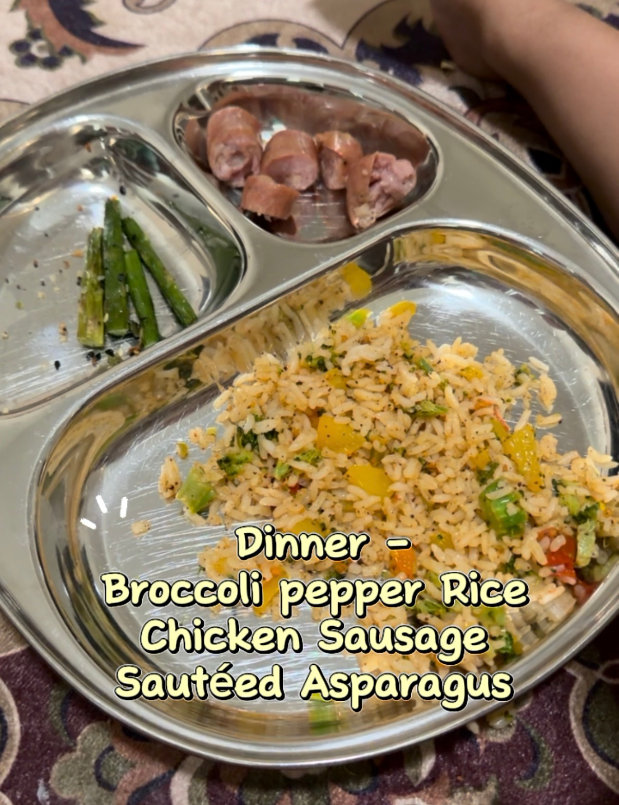 What My 1 Year Old Ate in a Day - Easy Indian Meals for Busy Moms (Week 1)- Broccoli Pepper Rice by Too US Mom Blogger Dreaming Loud