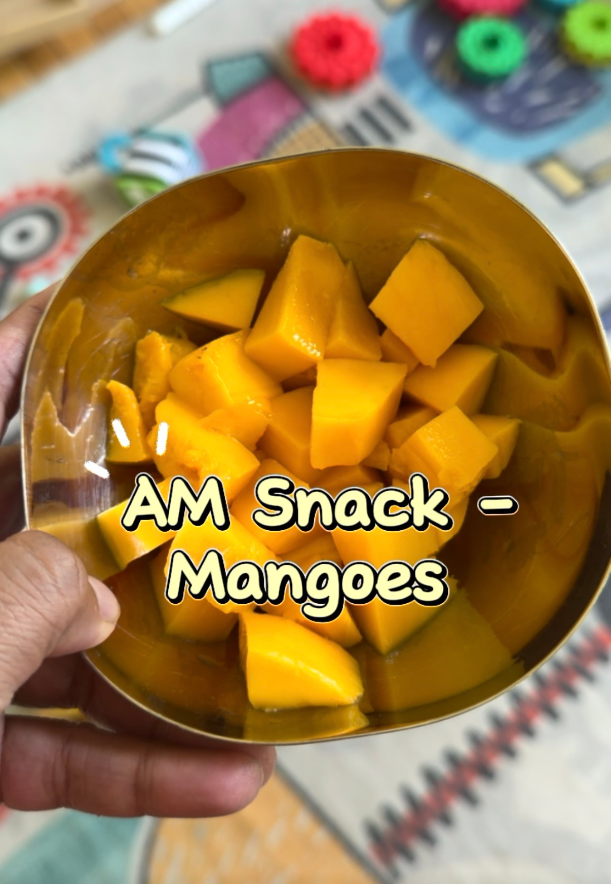 What My 1 Year Old Ate in a Day - Easy Indian Meals for Busy Moms (Week 1)- Mangoes by Top US Mom Blogger Dreaming Loud